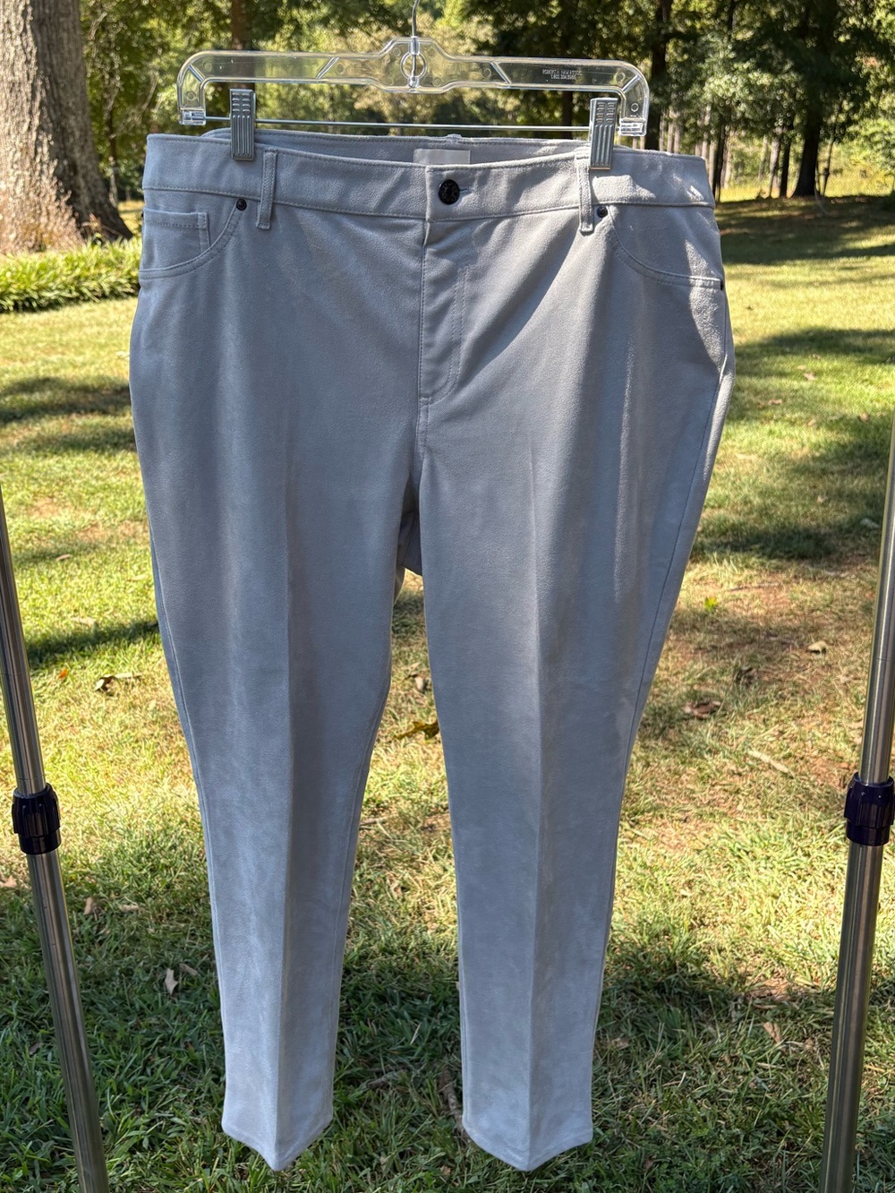 Chico's Light Gray Faux Suede Straight Leg Women's Jeans Size 3 Petite
